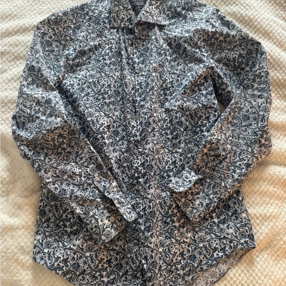 Van Heusen Navy and White Paisley Shirt